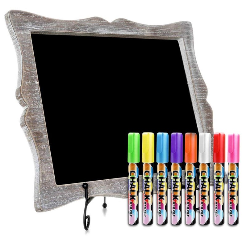 Oak letters Tabletop Chalkboard Sign with Easel (11x13) + 8 Brilliant Liquid Chalk Markers | Hanging or Freestanding Framed Chalk Board with Hand Crafted Sweetheart Frame - Multipurpose Small Sign - Image 1
